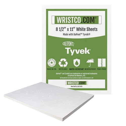 WristCo Printing and Crafting Paper ? Water-Resistant Paper for Inkjet Printer ? Tyvek Sheets Double Sided, Tear-Resistant, Durable, Weatherproof for Signs, Origami, Painting, & Drawing - 100 ct