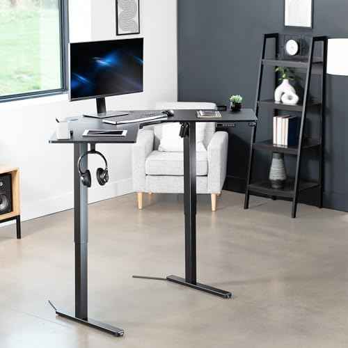 VIVO Electric Corner L-Shaped 47 x 47 in Standing Desk, Memory Height Adjustment, Black Top Black Frame, DESK-E1L94B