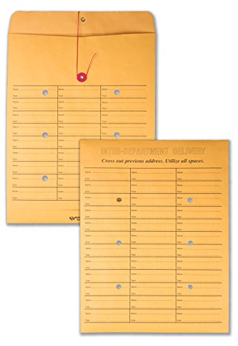 Brown Kraft Interoffice Envelopes with String-Tie Closure - 10x13, 100 Pack