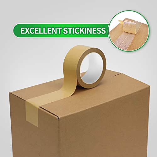 TAPEBEAR Eco-Friendly Kraft Paper Tape, Biodegradable Kraft Paper Tape, Recyclable Writable Packing Tape, Non-Coated Surface for Masking, Sealing, 2inch x 60yards, 6Rolls