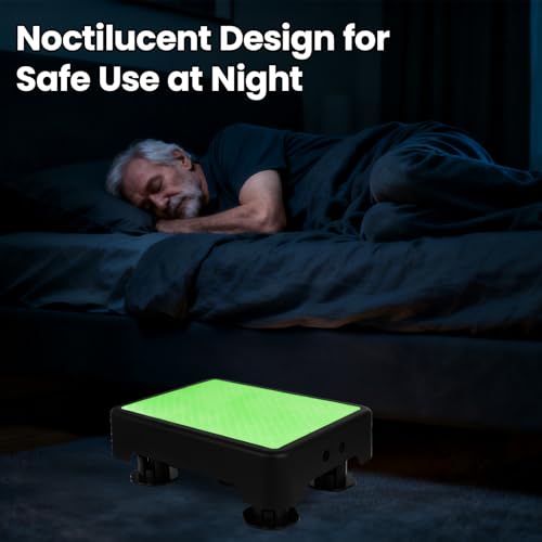 Night Glow Adjustable Step Stool for Seniors Adults - Green, 3 Heights
