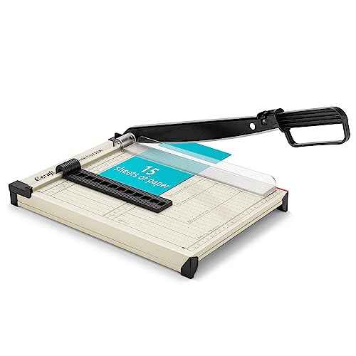 Ecraft 12" Guillotine Paper Cutter£ºPaper Trimmer Accurate Cutting with Safety Guard,15 Sheets Capacity,Magnetic Guide,Heavy Duty Metal Base, Perfect for Cardstock,Cardboard,Vinyl,Crafts & Photos