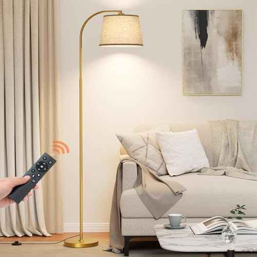 Arc Floor Lamp with Remote Control,64" Modern Standing Lamp with Stepless Dimmable, 3 Colors Temperature and 350¡ÆH/180¡ÆV Rotatable Shade,Gold Arc Floor Lamps for Living Room(with 9W Bulb)
