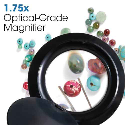 OttLite LED Lamp Clip On Magnifying Glass with Light ? Optical Grade Magnification, Adjustable Arm, ClearSun LED Technology for Crafting & Needlework, Great Desk Lamp, Book Light, Reading Lamp
