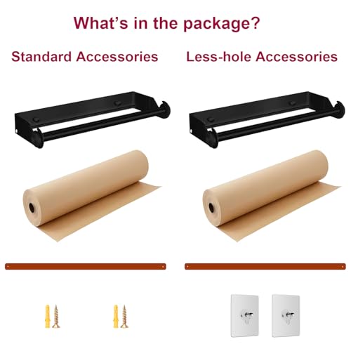 18-Inch Kraft Paper Dispenser Wall Mount with 100 Ft Roll - Black Wall Mount & Leather Strap