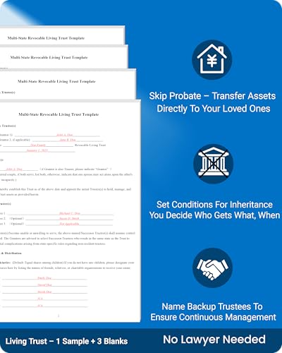 TillBio 4-in-1 Estate Planning Kit: Will, Living Trust & Power of Attorney Templates
