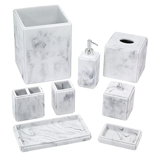 Avanti Linens - Wastebasket, Decorative Trash Can, Marble Inspired Home Decor (Catania Collection)
