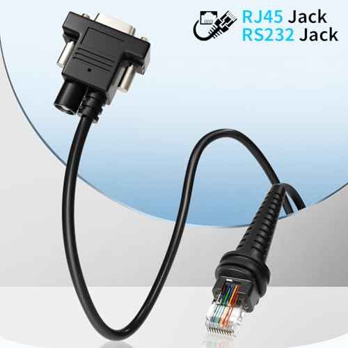 16ft Barcode Scanner Cable RJ45 RS232 to RJ45 for Honeywell 1900 Cable 1200G 1202G 1250G 1280i 1300G 1400G 1450G 1452G 1470G 1900GHD 1900GSR 1902GHD 1902GSR 1950GHD 1980i 1472G Power Cord (2)