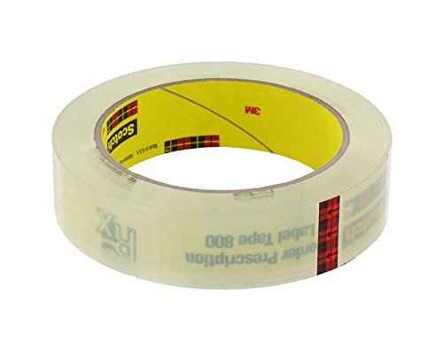 Scotch(R) Prescription Label Tape 800 Clear, 1 in x 72 yd, 12 per Box