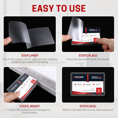 CAREGY 200 Pack Business Card Laminating Pouches 2 x 3.5 Inch, 5Mil Thickness, Clear