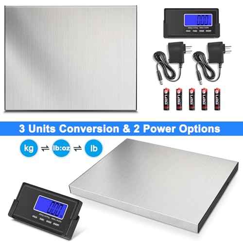 THINKSCALE 440lbs/10g Shipping Scale, Wireless LCD Displays, Heavy Duty Weight Scale Postal Scale, Stainless Steel Large Platform, Scale for Packages, Luggage Scale