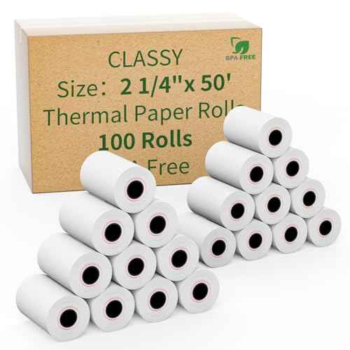 (100 rolls) 2 1/4" x 50' feet Thermal Paper, POS Cash Register Receipt Rolls, Receipt Paper, Fits All POS Cash Registers