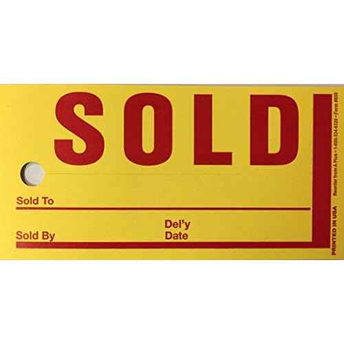 Jumbo Hold Sold Tag Jumbo Merchandise Tag 250 Per Box (Yellow)(U4R)