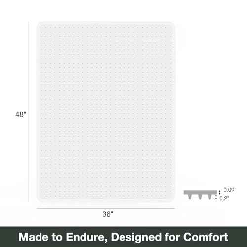 Chair Mat for Carpet, 36" x 48" Easy Glide Desk Chair Mat for Carpeted Floors, Beveled Edge Vinyl Mat with Grips, Heavy Duty Carpet Protector for Home Office, Clear