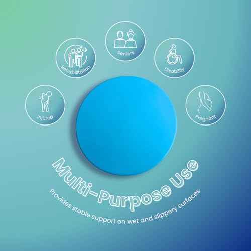 Healthline Round Bath Stool Shower Chair, Compact Shower Stool and Bench 350 Lbs - Small Bathtub Stool Chair for Shower, Non-Slip Seat, 360 Degree Rotating Padded Seat, Adjustable Height