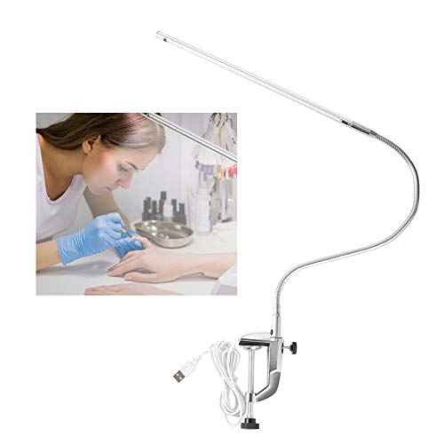 Clip On Lamp, USB Led Nail Tech Desk Bedside Lamp, Professional Gooseneck 360 Swivel with Switch, Eye Care Led Clamp for Reading