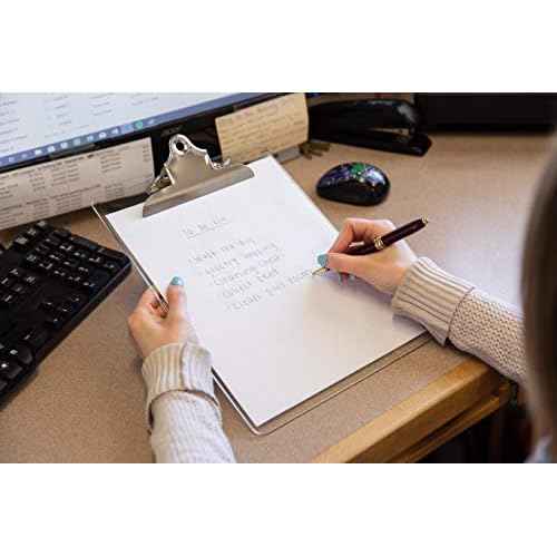 Plastic Transparent Clipboards (Set of 6) Multi Pack Clipboard | Strong 12.5 x 9 Inch | Holds 100 Sheets! Acrylic Clipboards with Big Clips | School Supplies for Kids, Teachers, College Students