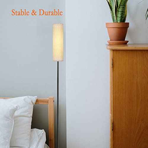 Floor Lamp for Living Room, Adjustable LED Floor Lamp with Remote Control & Foot Switch, Tall Modern Standing Lamp with Beige Lamp Shade, 9W LED Soft Light for Bedroom,Reading,Study Room Black