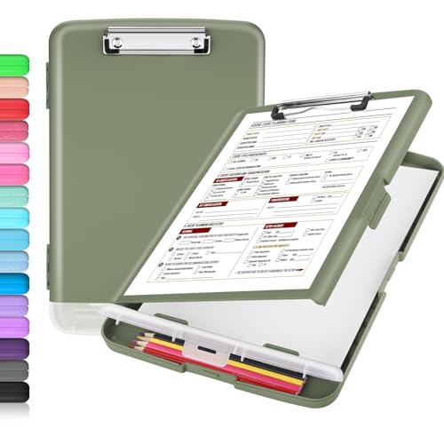 Sooez Clipboard with Storage, High Capacity Nursing Clip Board 8.5 x 11 with Pen Holder & Low Profile Clip, Plastic Clipboards Case Box, Teacher Must Haves School Office Supplies,Letter Size/ A4