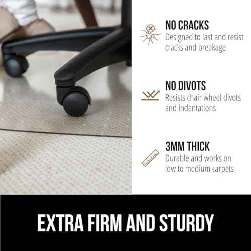 GORILLA GRIP Slip Resistant Office Chair Mat for Carpet Floors, 36x48 Smooth Glide Under Desk Carpeted Floor Protector, Heavy Duty Plastic Computer Mats for Rolling Work and Gaming Chairs, Clear