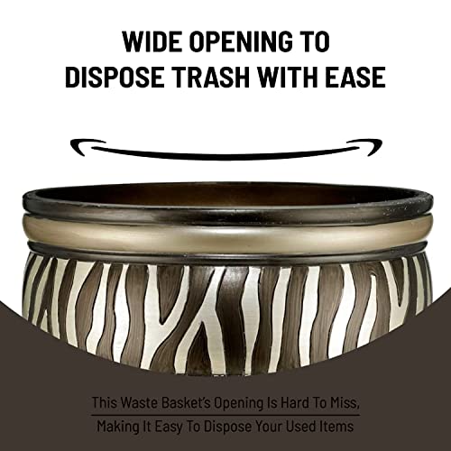 Decorative Trash Can for Bathroom, Office & Bedroom - 2.1 Gallons Stylish & Small Trash Can for Dorms, Desktop & Restroom - Chic Waste Basket for Compact Spaces, Safari Stripes