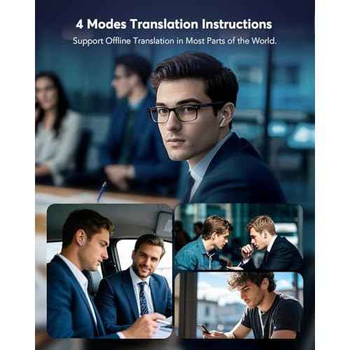 AI Translation Earbuds Real Time, Multifunctional Touch Screen Translator for 144 Languages & Accents Audifonos Traductores Ingl?s Espa?ol Noise Canceling Headphones for1Travel Business Learning Black