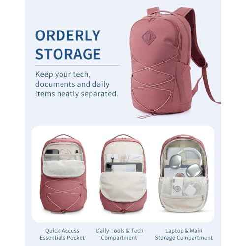 WANDF 15.6-Inch Laptop Backpack for Women, Travel Backpack Water-Resistant Lightweight College Backpack for Work Casual Business Weekender (Date Red)