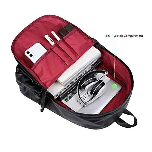 Baosha BP-08 Unisex PU Leather Computer Laptop Bag 15.6 inch Backpack Shoulder Bags Travel Hiking Rucksack Casual Daypack Black