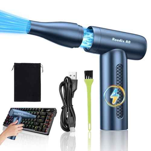 Compressed Air Duster, 120000RPM Electric Air Duster, Mini Rechargeable Air Blower Keyboard Cleaner,No Canned Air Duster-Replace Compressed Air Can, Cordless Air Duster for Pc, Car, Home