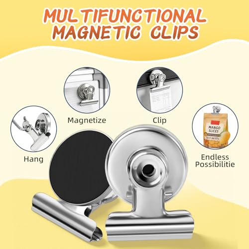 VNDUEEY Silver 20 Pack Refrigerator & Whiteboard Strong Magnetic Clips
