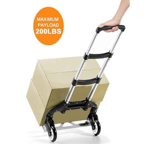 Folding Hand Truck, Dolly Cart with Wheels Foldable, Lightweight Aluminum Luggage Cart Portable Collapsible Trolly for Utility Cart, Hand Trucks for Moving Travel Shopping Airport Office