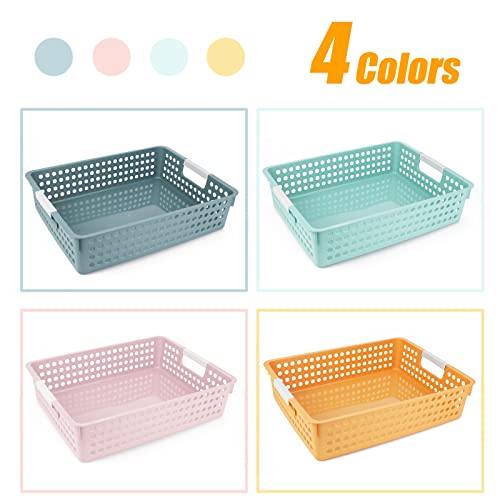 ZUNTENG 4-Pack Classroom Paper Trays with 4 Colors - Book & Office Organizer