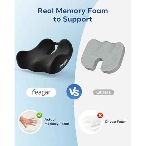 Feagar Sciatica & Tailbone Pain Relief Seat Cushion - Extra Thick Memory Foam Office Chair Cushion with Non-Slip Bottom, Coccyx Cushion for Desk Chair, Wheelchair, Truck Drivers