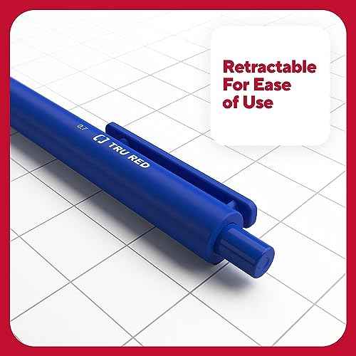 TRU RED Staples Retractable Quick Dry Gel Pens, Medium Point, 0.7mm, Blue, Dozen (TR54499)