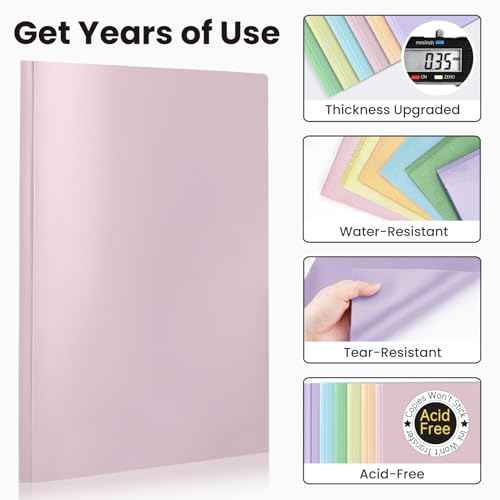 Sooez Folders with Pockets and Prong, 6 Pack, Pastels Colors, File Folders with Prongs, 2 Pocket Folders Bulk, Plastic Folder, School Folder College Supplies, Aesthetic Nursing Cute School Supplies
