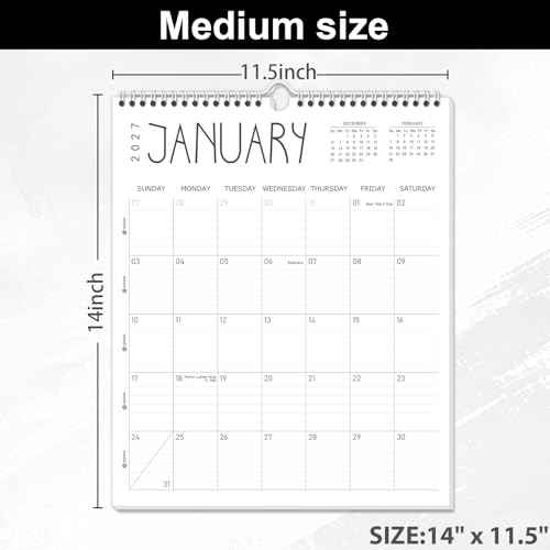 Guasslee Wall Calendar 2026-2027, 14"x11.5" Vertical Wall Calendar 2026, 18-Month Desk Planner From 2026 Jan - 2027 Jun, Monthly Hanging Planner Spiral Bound For School Home Office Organizing