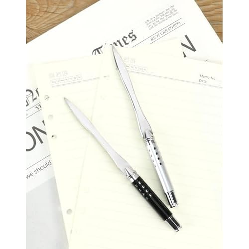 QWORK 2 Pack Metal Letter Opener - Ergonomic Grip Envelope Slitter, Sleek Sword-like Cutter with Safe Edge, Durable Powder-Coated Finish - Versatile Paper Cutter for Office & Outdoor Use