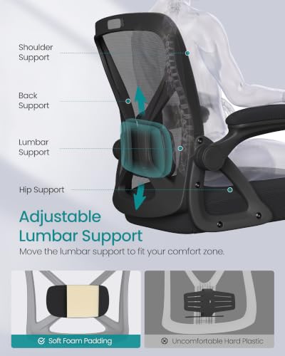 SONGMICS Tall Drafting Office Chair for Standing Desks, Ink Black, Ergonomic Lumbar Support
