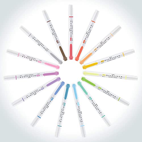 Zebra Pen Mildliner Double-Ended Highlighter Set, Broad and Fine Point Tips, Ideal for Bible Highlighting, No Bleed, 30 Pastel and Neutral ink Colors, Pack of 30