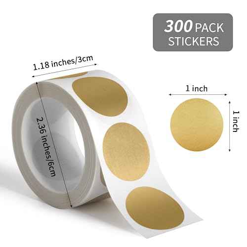300 Pack Scratch Off Stickers, 1" Round Circle Scratch Off Labels Self Adhesive for Lottery Tickets DIY, Raffle Card Creating-Gold