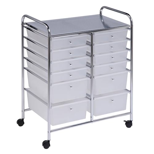 Honey-Can-Do Rolling Craft Storage Cart, Clear 12-Drawer