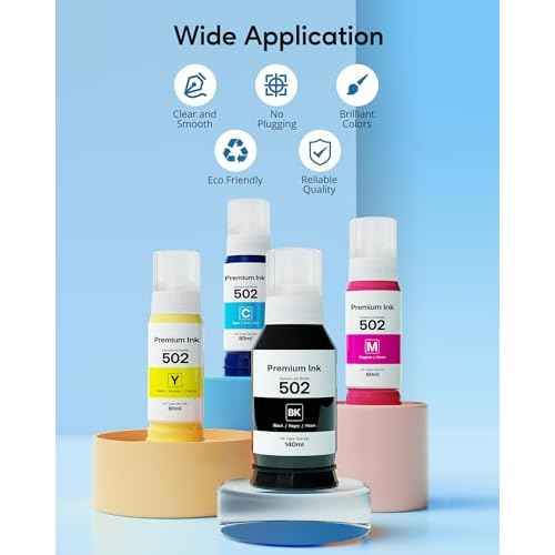 CEEBOO Refill Ink Bottle Replacement for Epson 502, 2 Black,Cyan,Magenta,Yellow, 5 Bottles
