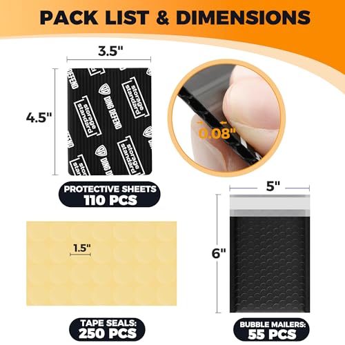 Black 3.5x4.5 Inch Card Shipping Protectors & Bubble Mailer Kit | Storage Standard
