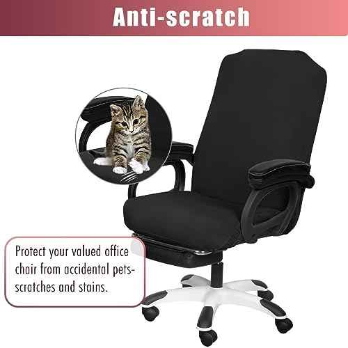 SARAFLORA 4 Pack Office Chair Cover, Stretchable Desk Chair Cover Removable Computer Chair Cover for Office Chair with Zipper Universal Spandex Rotating Chair Cover Anti-dust Chair Slipcover,Black