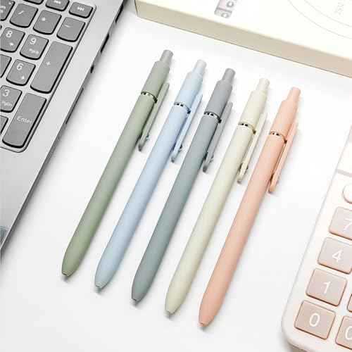 Gel Pens, 5 Pcs 0.5mm Black Ink Pens Fine Point Smooth Writing Pens, High-End Series Pens for Journaling Note Taking, Cute Office School Supplies Gifts for Women Men (Morandi)
