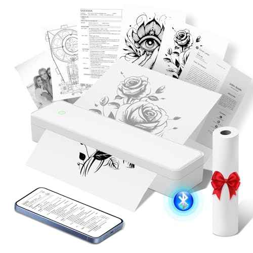 Portable Printer, Portable Printers Wireless for Travel, Inkless-Thermal-Small-Printer, Support A4&A5 & 8.5 x 11inch Thermal Papers, Support iOS, Android, Windows