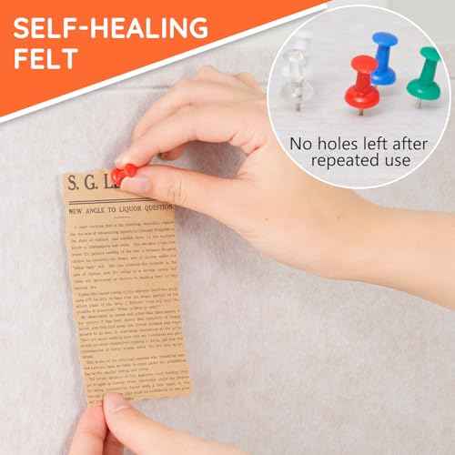 DOLLAR BOSS Large Bulletin Board 60" x 36" Foldable Felt Cork Board, Decorative Pin Board for Wall 5' x 3' Photo Display Board for Office Home School with 20 Pins, Beige