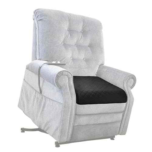 Medium-Soft 20x20x4 Memory Foam Recliner Chair Seat Cushion for Long Sitting - Armchair Pad with Washable Velvety Cover with Waterproof Layer & Non-Slip Base for Seniors & Elderly - Black