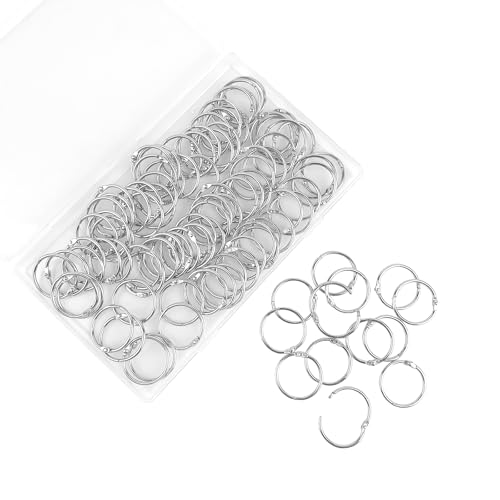 1 Inch Binder Rings 100 Pack - Nickel Plated Loose Leaf Rings for Documents, Keys, Cards