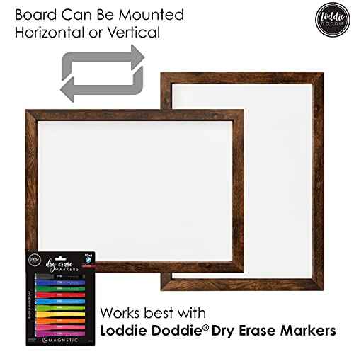 Loddie Doddie Magnetic Dry Erase Whiteboard for Wall - 18" x 24" Rustic Wood Frame with Built-in Marker Tray - Dry Erase Board - Magnetic Board